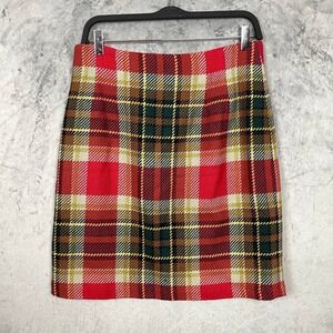 Vintage Y2K Academia Wool Tartan Mini Skirt 12P‎ Red Preppy Schoolgirl Classic